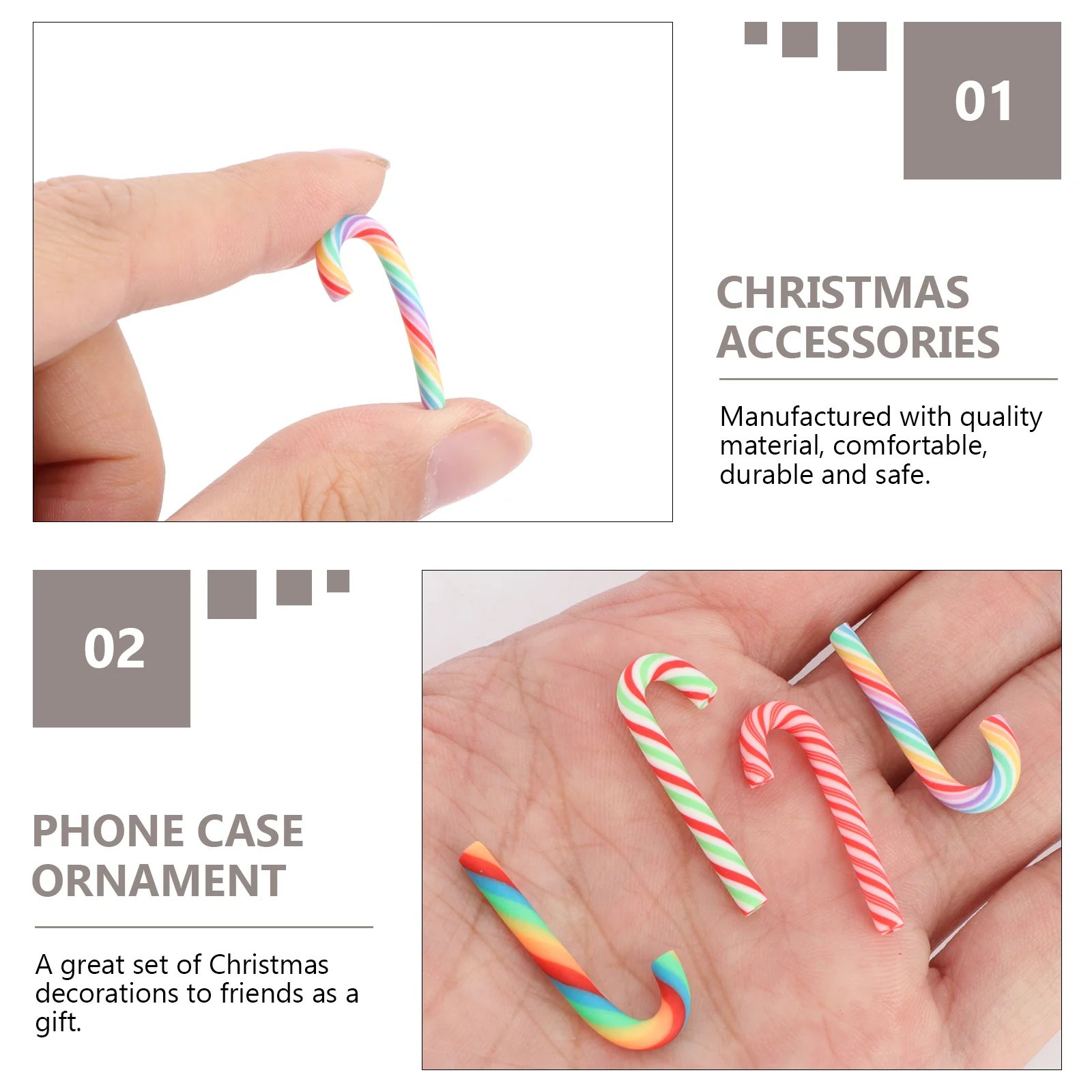 40 Pcs DIY Accessories Bulk Candy Phone Case Decor Christmas Material Small Polymer Clay Holiday Ornament Chic Decorative