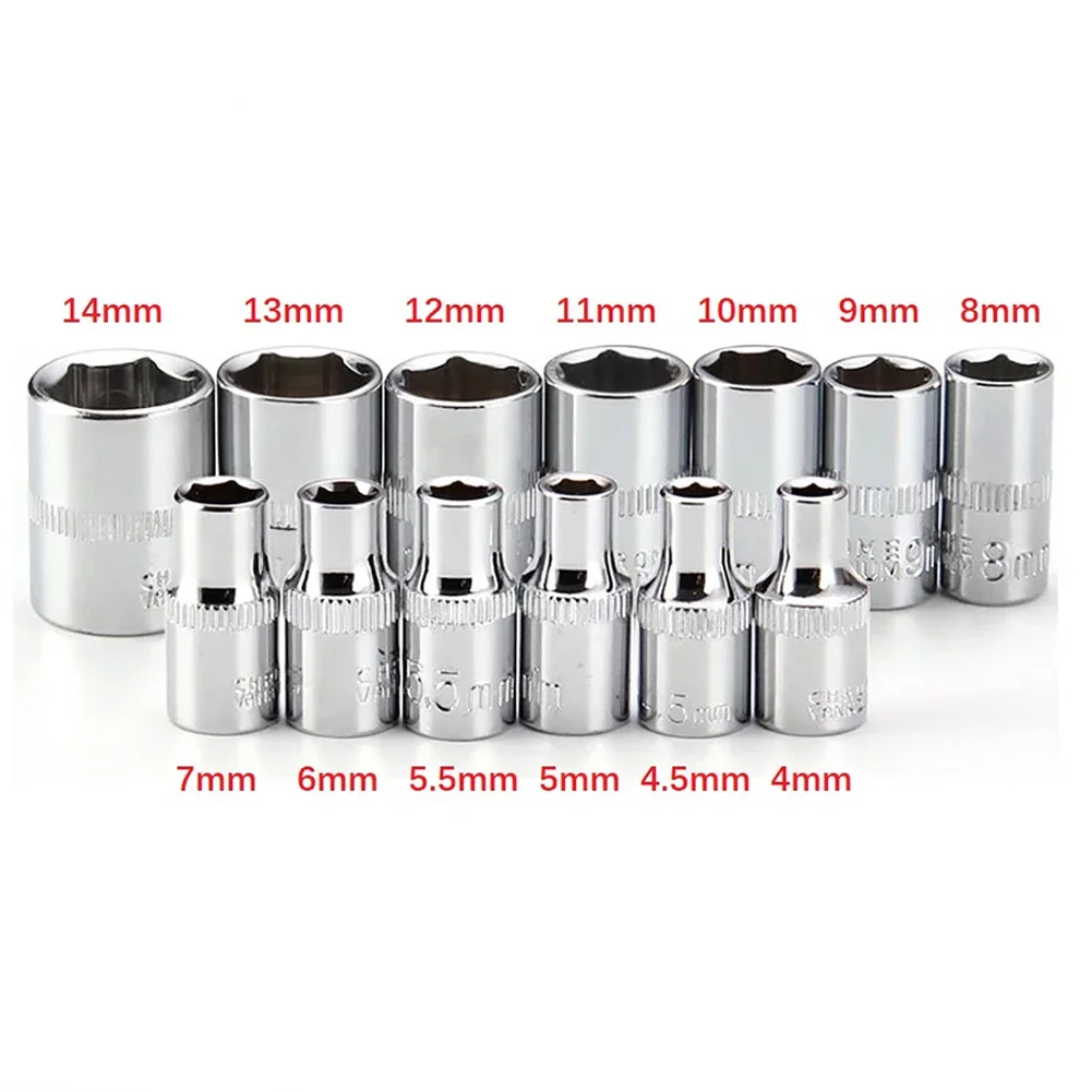 4-14mm 1/4" Ratchet Wrench Socket Adapter Hex Key Sleeve Adapter Drive Socket Joint Converter Auto Repair Removal Tool