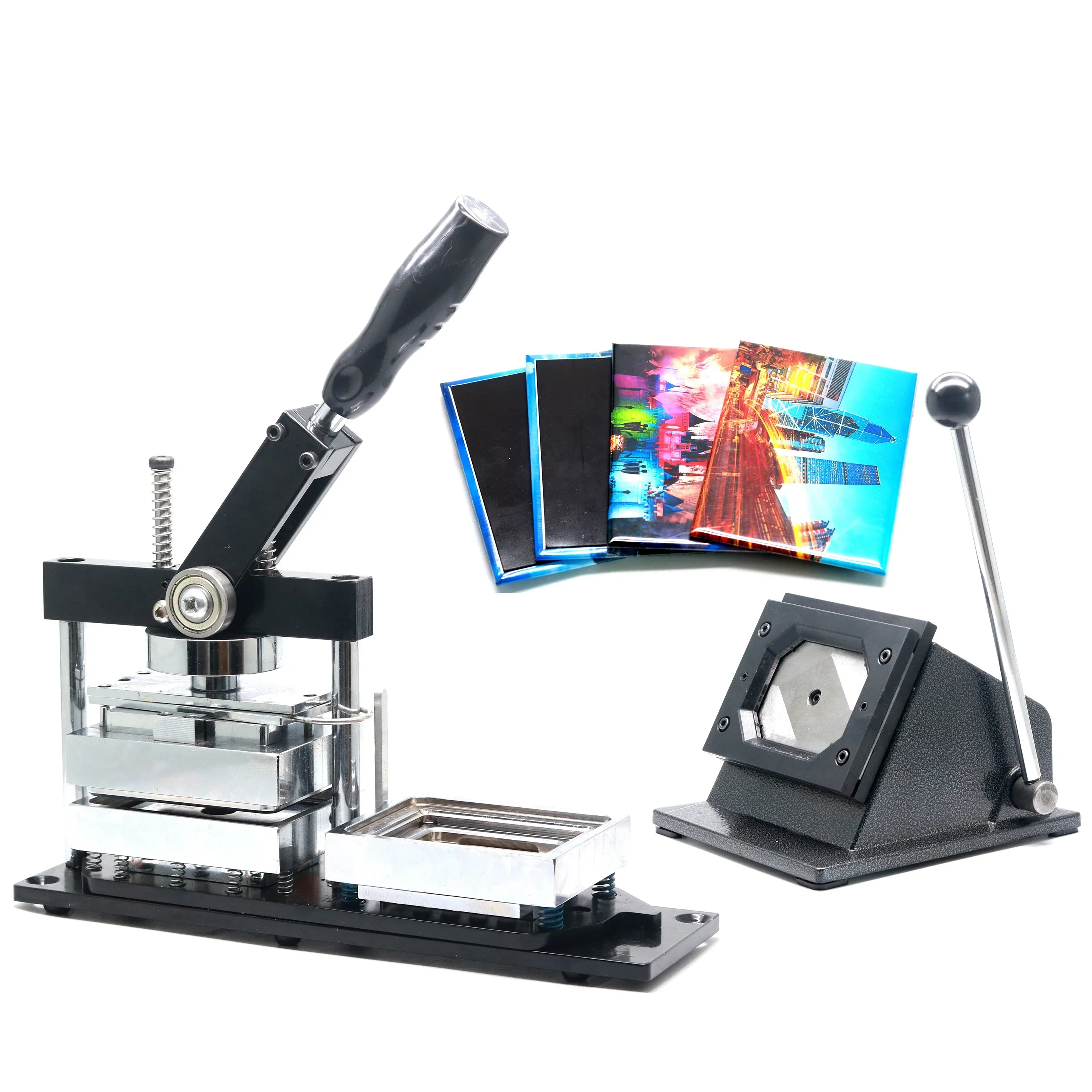 80*53mm Rectangular Button Fridge Magnet Making Machine +Paper Cutter + 200pcs Fridge Magnet Materials
