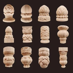 Wood Furniture Legs Bed Bun Feet Replacement Chunky Wooden Furniture Feet for Sofa Couch Home Decoration Applique Wood Frame