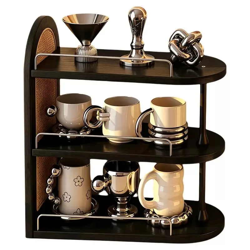HYS solid wood cup holder, cup storage rack, kitchen side cabinet, countertop, tea cup, coffee mug display rack