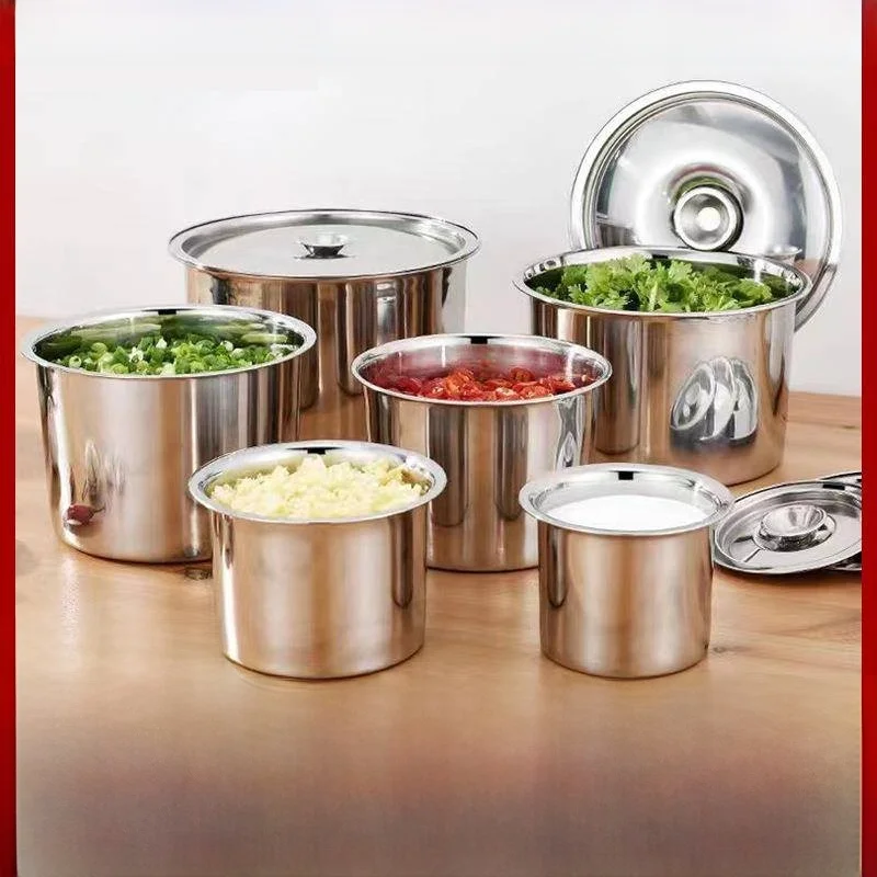 

Thickened Stainless Steel Food Grade 304 Kitchen Oil Basin Bowl Seasoning Container Home Use Steel Bowl with Lid