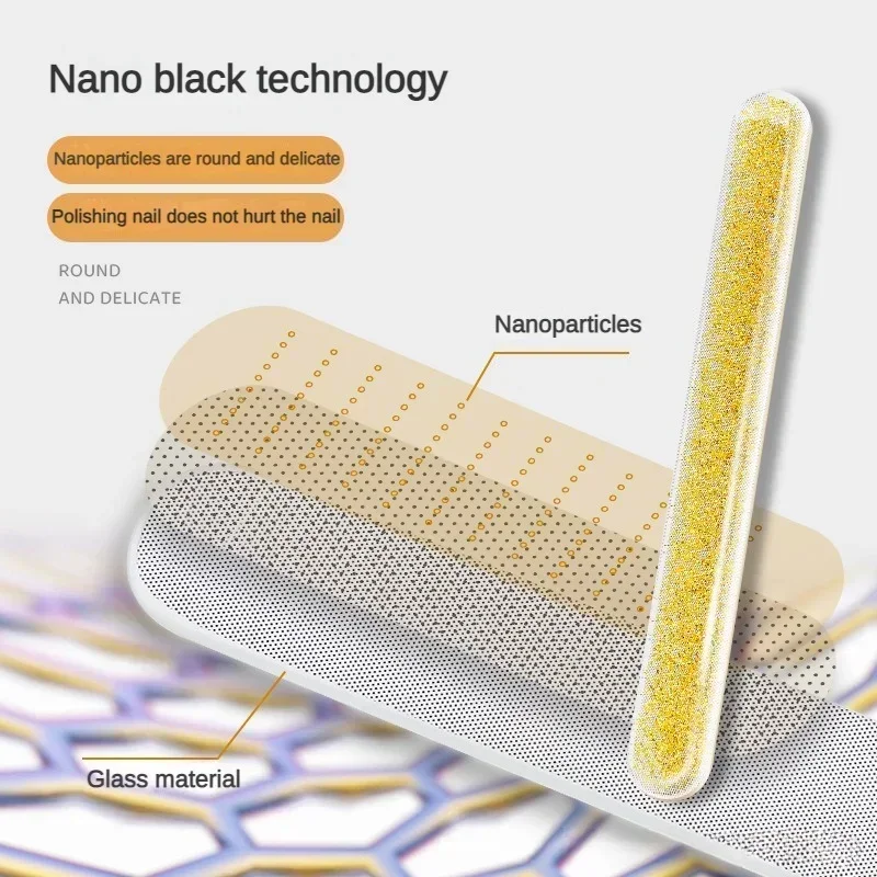 나노 유리 네일 파일, 컬러 네일 폴리싱 샌딩 그라인딩, 휴대용 케이스 포함, 투명 네일 파일 그라인딩, 네일 아트 도구