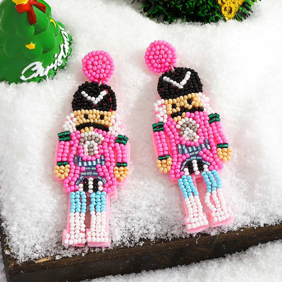 أقراط كسارة البندق، عيد الميلاد اليدوية حبات الأرز كسارة البندق الأقراط الجندي، الاحتفال عطلة حزب مجوهرات اكسسوارات #6