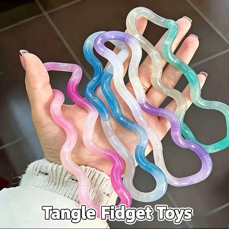 Juguetes Antiestrés Tangle Fidget, Adornos con Transformación de Color, Juguetes de Cuerda para Dedos, Regalos Creativos para Fiestas, Cuerda Tangle para Aliviar el Estrés