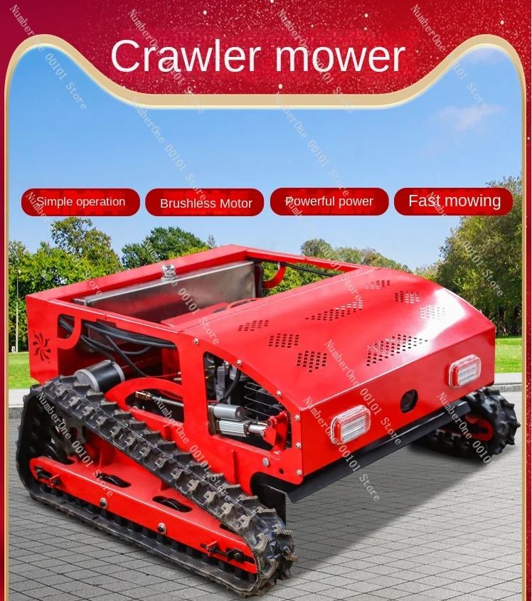 Small Gasoline Remote Control Mower Crawler Weeding Machine High Horsepower Tea Garden Household Grass Crushing Machine