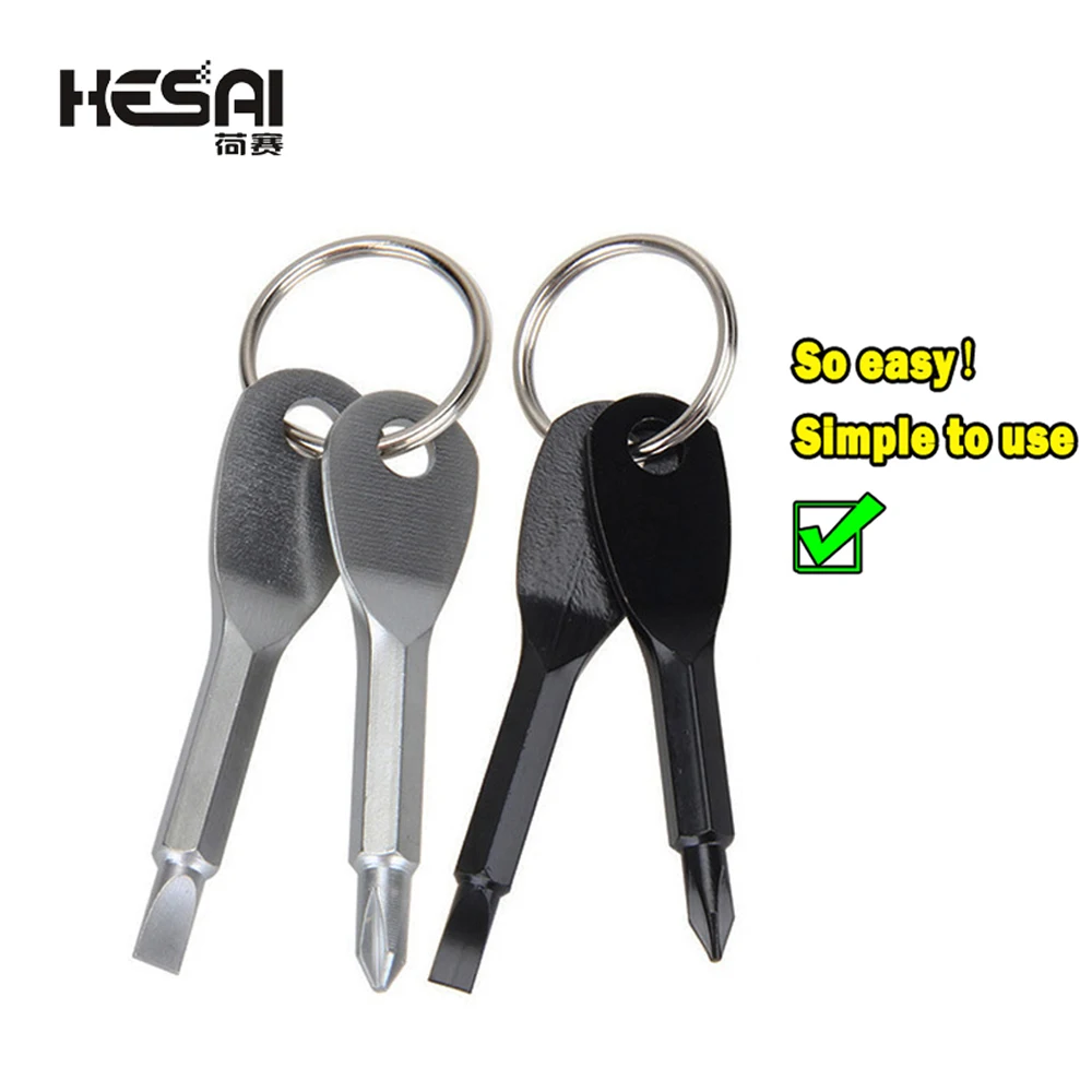 

Mini Screwdriver Pocket Repair Hand Tool Multi Gadget Portable Phillips Keyring Hike Outdoor Slotted Screwdriver With Key Ring