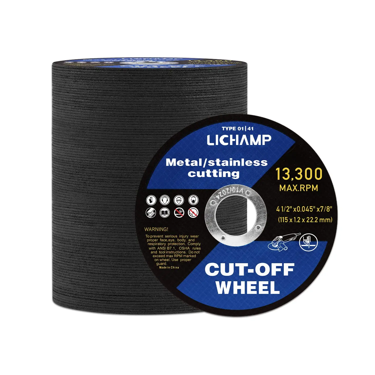 

4.5 Inch Metal Cutting Discs, 100 Pack, 0.045" Thick, 7/8" Arbor for Fast and Durable Use