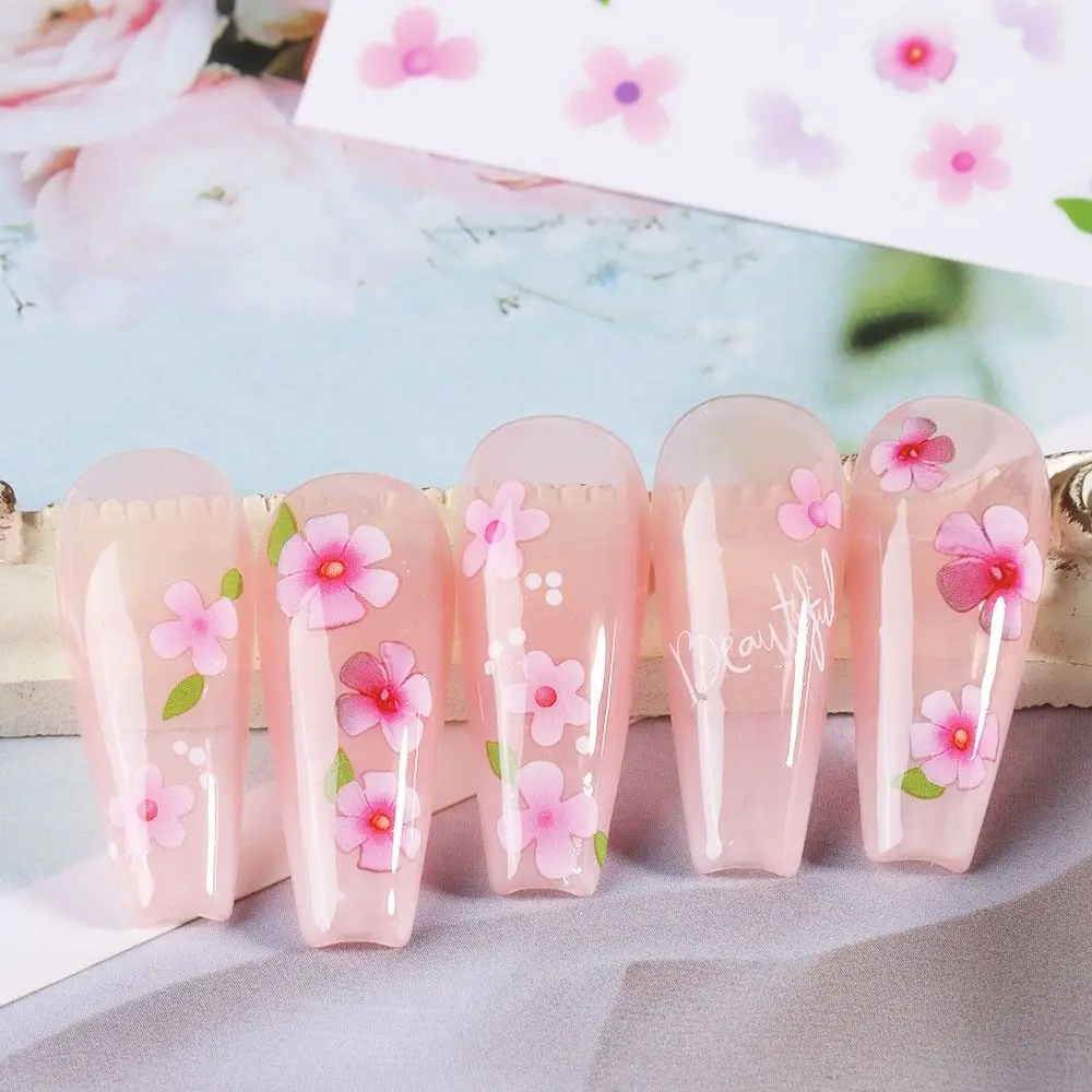 Spring Summer Purple Flower Nail Stickers Daisy Cherry Blossoms Nail Decor Petal Leaves Butterfly Charms Y2K Manicure Decoration