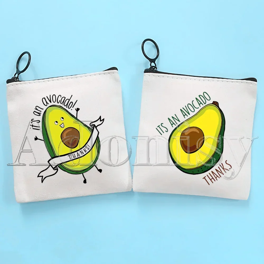 Vegan Avocado Small Square Bag Coin Purse Storage Small Card Key Coin Clutch Zipper Key Bag