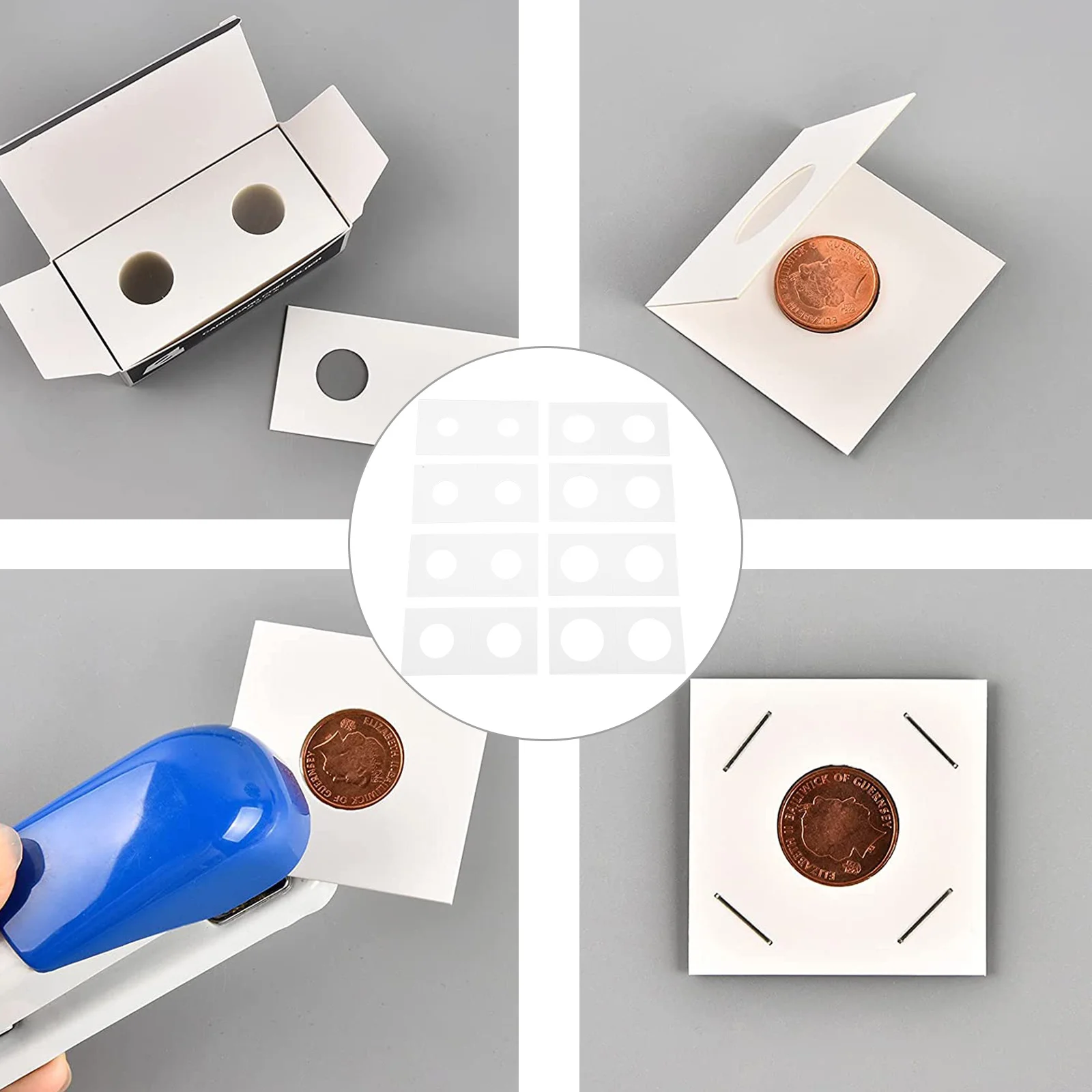 400 stuks papierhouders diverse maten voor collectie opslag display koper zilver organisator