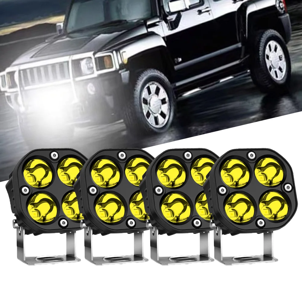 

3'' Amber Driving Lights Led Work Light Bar Square Spotlight For 4x4 Offroad Tractors Truck Fog Lamp SUV UTV Jeep