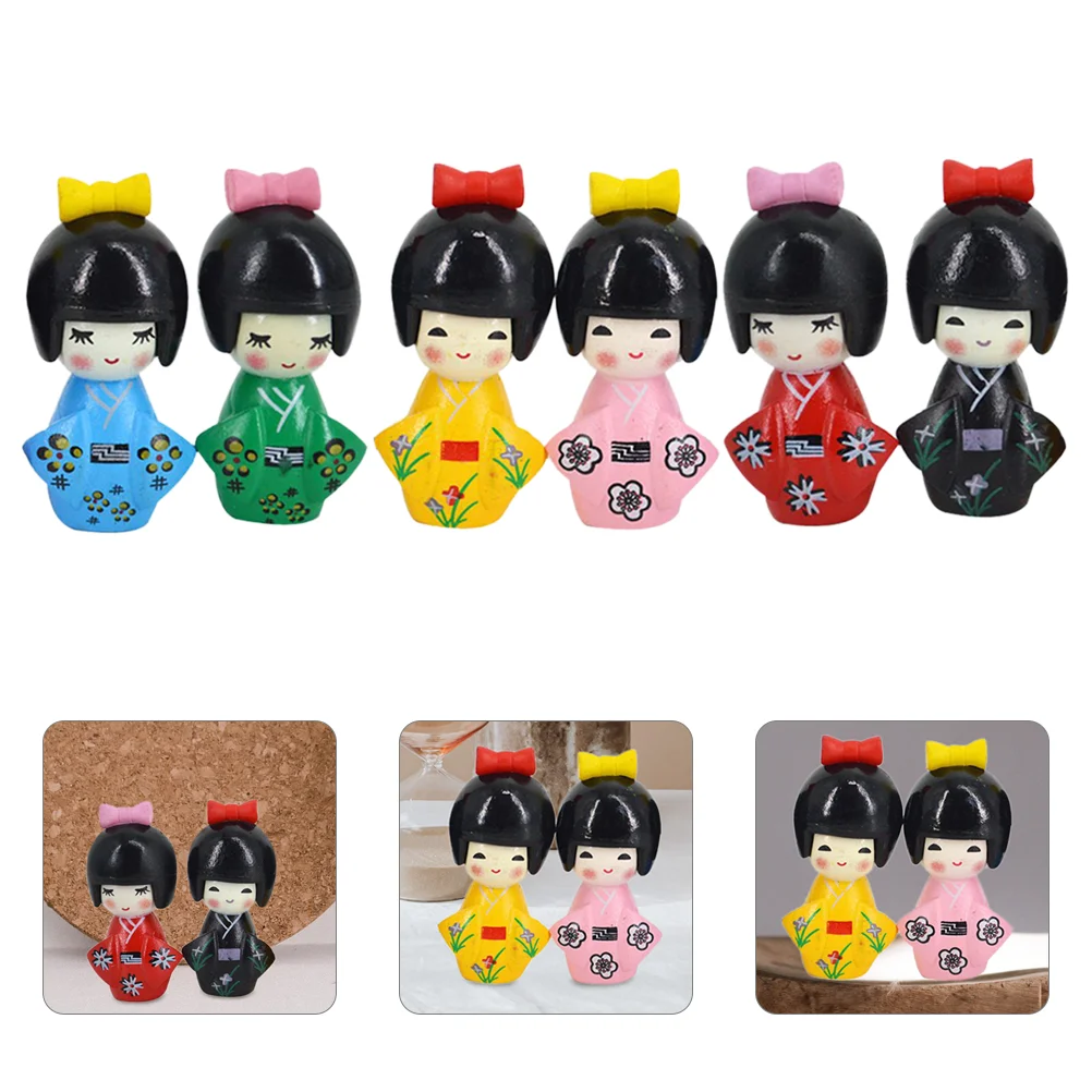 6 Pcs Childrens Toy Kimono Ornaments Household Decoration Traditional Girl