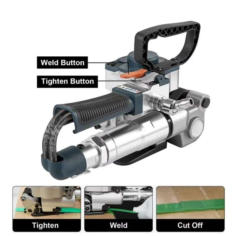 Pneumatic & Hand Band Strapper for Plastic Composite Belt Industrial Packaging Processing Equipment for 13-16mm PP/PET Strap