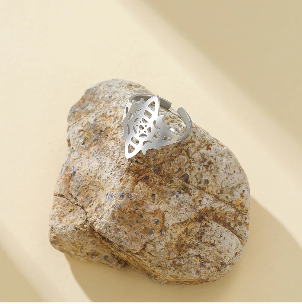 CoolTime Edelstahl Hexagramm-Ring für Frauen Goldfarben Verstellbarer Offener Gotischer Hexenknoten Amulett-Schmuck Geschenk – Detail 6
