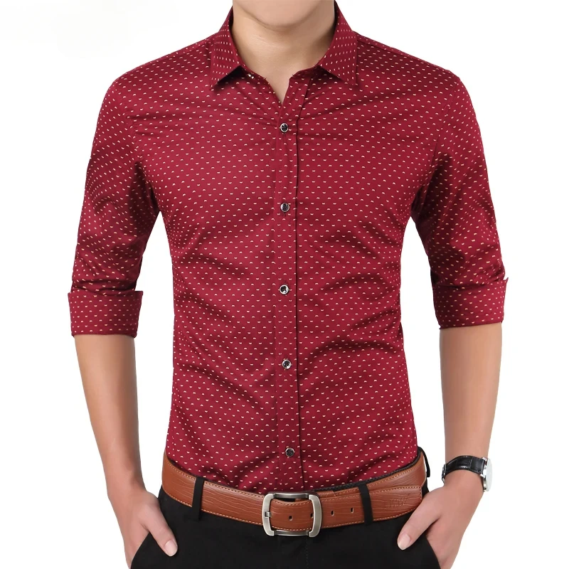 2024 New Spring Men\'s Shirt Floral Printed Male Social Shirts High Quality Cotton Slim Fit Mens Casual Clothing Plus Size 5XL