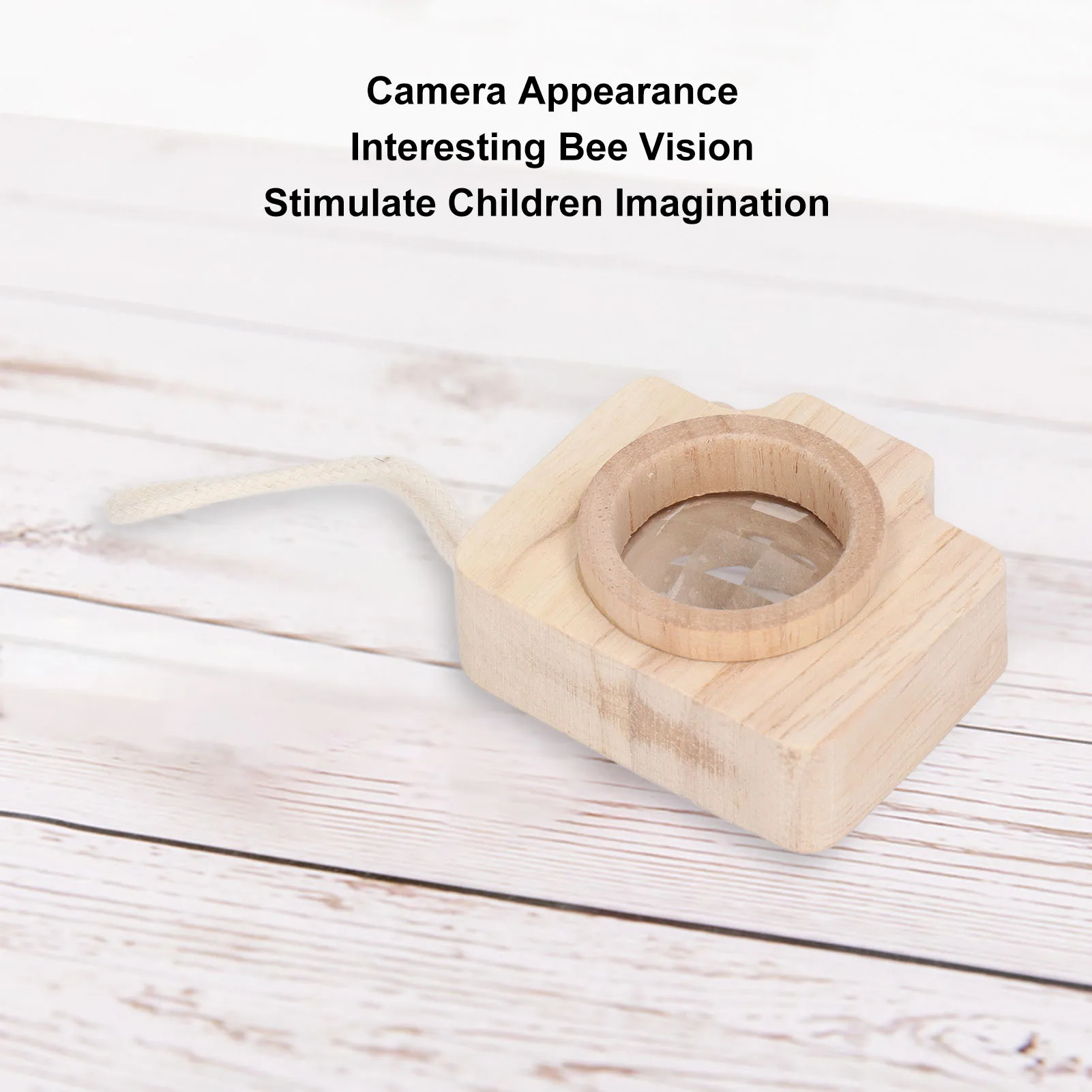ZK40 Obiettivo prisma Giocattolo Ape Effetto occhio Stile fotocamera unico Simpatico giocattolo portatile interessante per bambini Colore legno