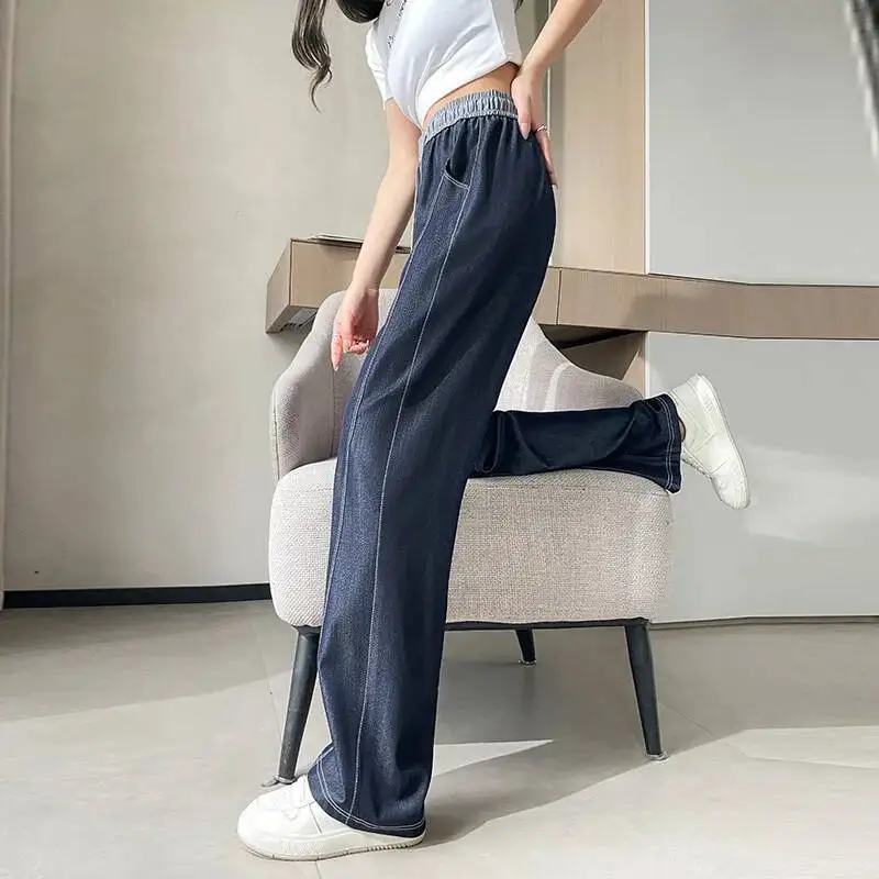 

Wide Leg Blue Jean Harem Pants Casual Plus Size Loose High Street Trousers