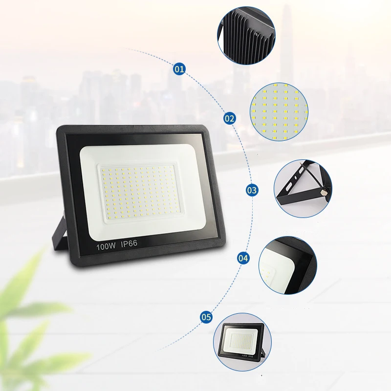 20W 30W 50W 100W LED Flood Light AC220V IP66 ao ar livre impermeável Floodlight Reflector Garden Spotlight Parede exterior à prova d'água