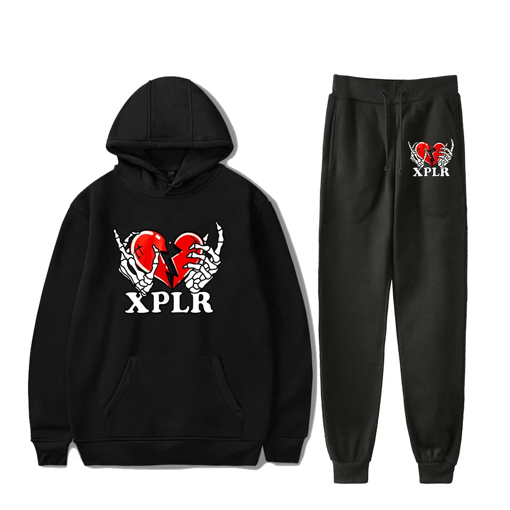 

XPLR Heartbreak Sam and Colby Merch Hoodie Jogger Pants Two Piece Set Sweatshirts+Sweatpants 2023 New Logo Men Women's Set