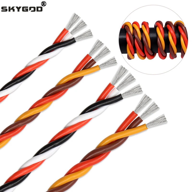 

1~50m Servo Extension Twisted Cable 26/22AWG JR Futaba Twisted Wire Cord Lead 30/60 Cores Copper Wire for RC Model Accessories