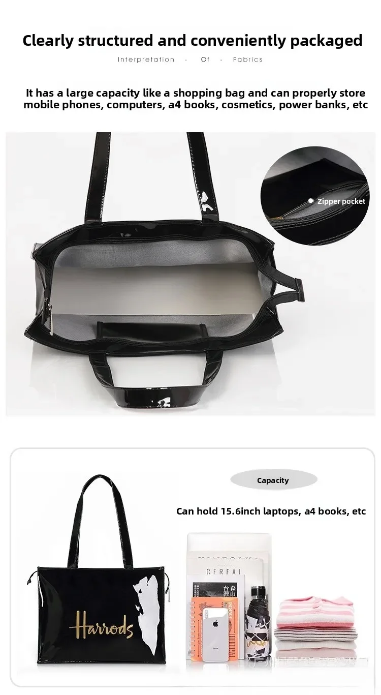 Cartoon-Print PVC Wasserdichte Tragetasche für Frauen, Lässige Tragbare Schulterhandtasche, Outdoor-Einkaufs- und Pendeltasche für den täglichen Gebrauch ﻿ – Detail 2