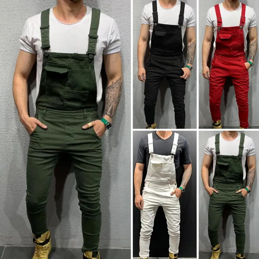 

Popular Men Jumpsuit Slim Overalls Men Overalls Full Length Mid Rise Cargo Jumpsuit