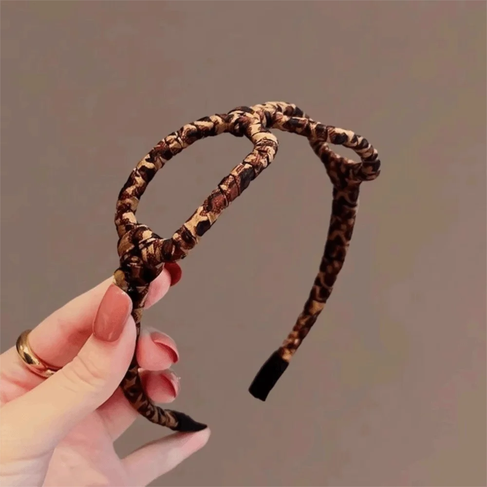 

Korean Style Brown Headband Leopard Print 2in1 Leopard Print Glasses Hairpin Eyeglass Frame Headdress Women