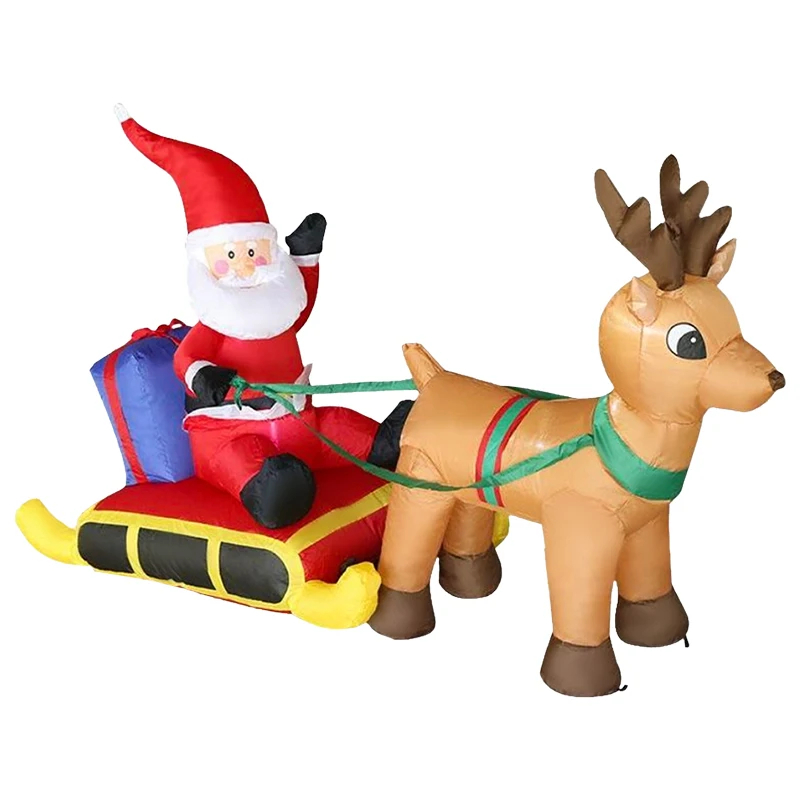 Ready Stock 6ft LED Santa Claus Sled Christmas Deer Indoor And Outdoor Decoration Gifts Santa Claus Support Bulk Ordering