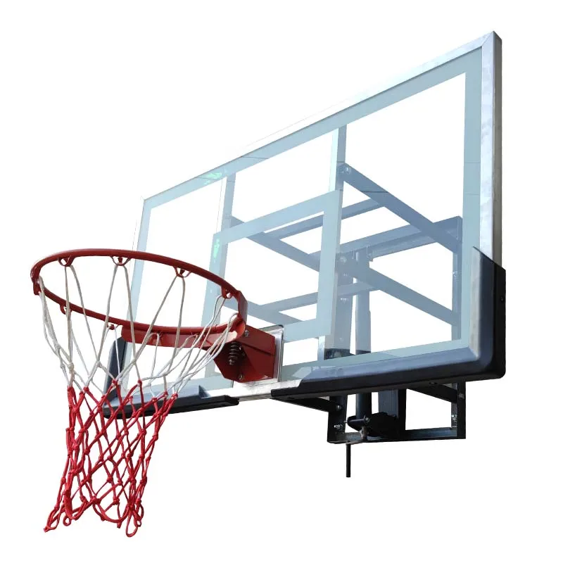 Height Adjustable Equipments Wall-mounted Basketball Stands System Backboard and Rim Basketball Hoop Equipment for Outdoor