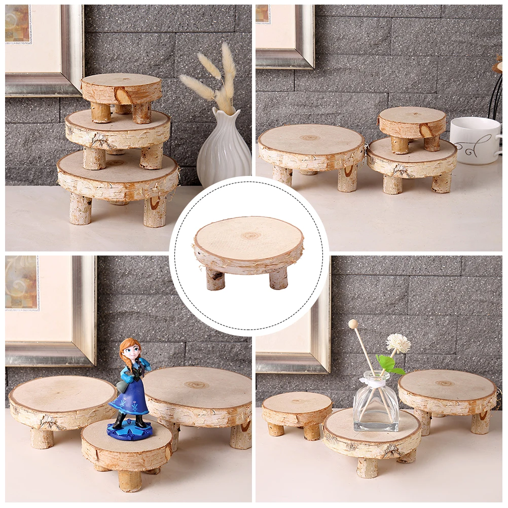 

1pc Natural Birch Wood Slice Table Unfinished DIY Wooden Home Decor Rustic Farmhouse Sturdy Small Table for