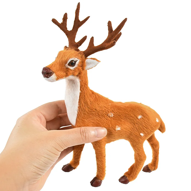 Simulation Christmas Deer Christmas Elk Plush Reindeer Fairy Garden Miniatures Prop Animal Model Figurine New Year Home Ornament