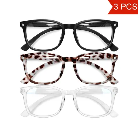 3PCS Blue Light Blocking Glasses, Computer Reading/Gaming/TV/Phones Glasses for Formal Business Women Men,Anti Eyestrain & U