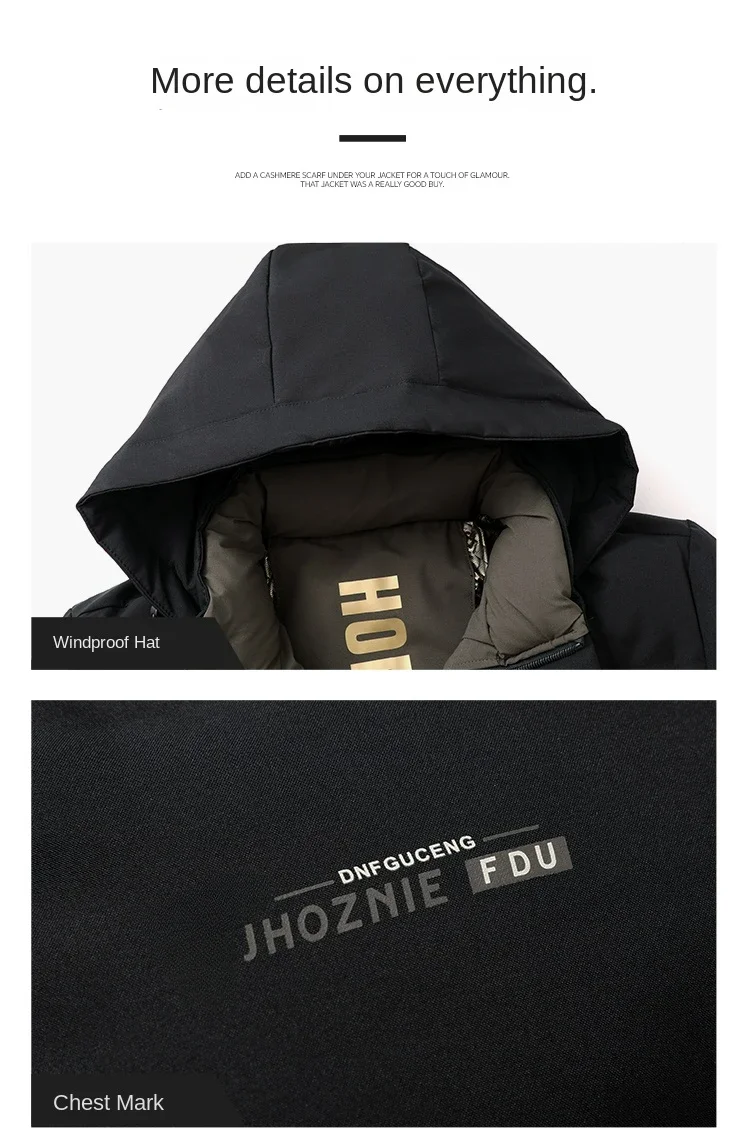 Men's Cotton Clothes Autumn Winter New Solid Color Fashion Casual Business Hooded Coat Men's Middle-aged Elderly Fleece Jacket