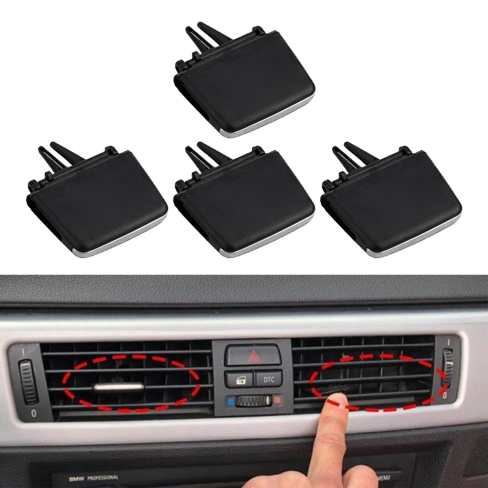 4PCS Front A/C Air Vent Outlet Tab Clips Repair Kit For BMW 3 Series E90 E91 E92  Features:  1) According To The Factory Specifi