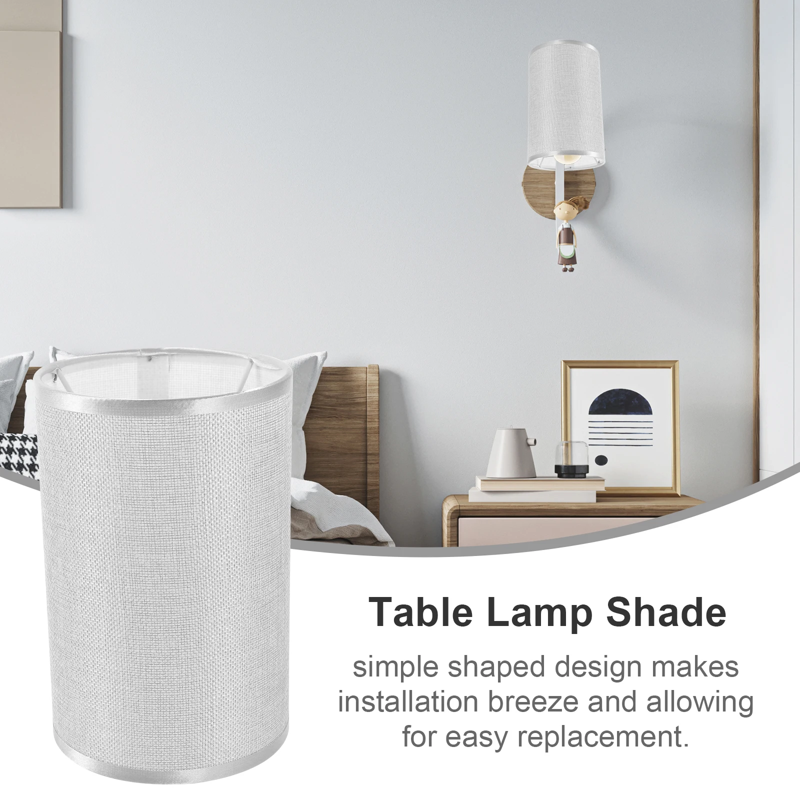 

Round Fabric Lamp Shade E27 Replacement For Desk Table Bedside Lamp Modern Minimalist Design Soft Light Home Hotel Decor