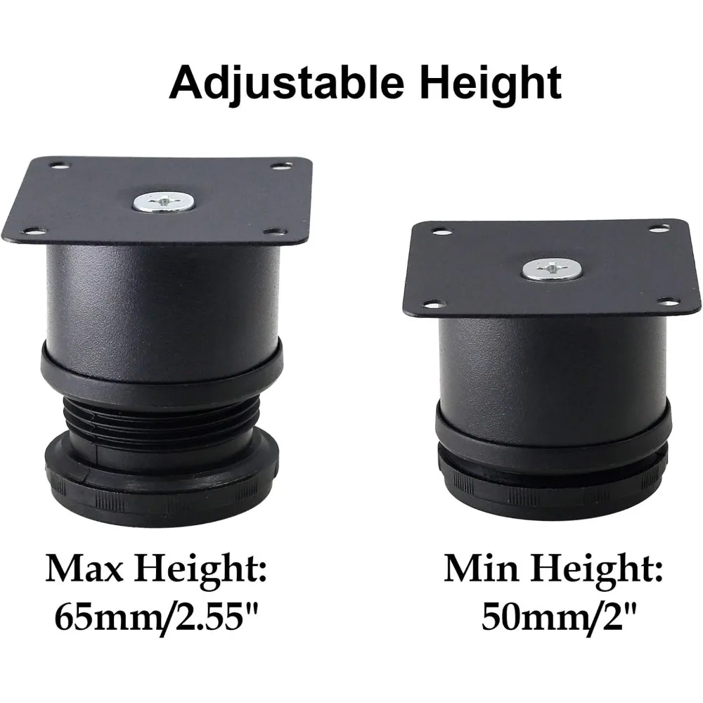 مجموعة من 4 أرجل أثاث من الفولاذ المقاوم للصدأ مقاس 2 بوصة، أرجل خزانة مستديرة قابلة للتعديل بقطر 2 قدم للمطبخ، أرجل بديلة معدنية للكابينة