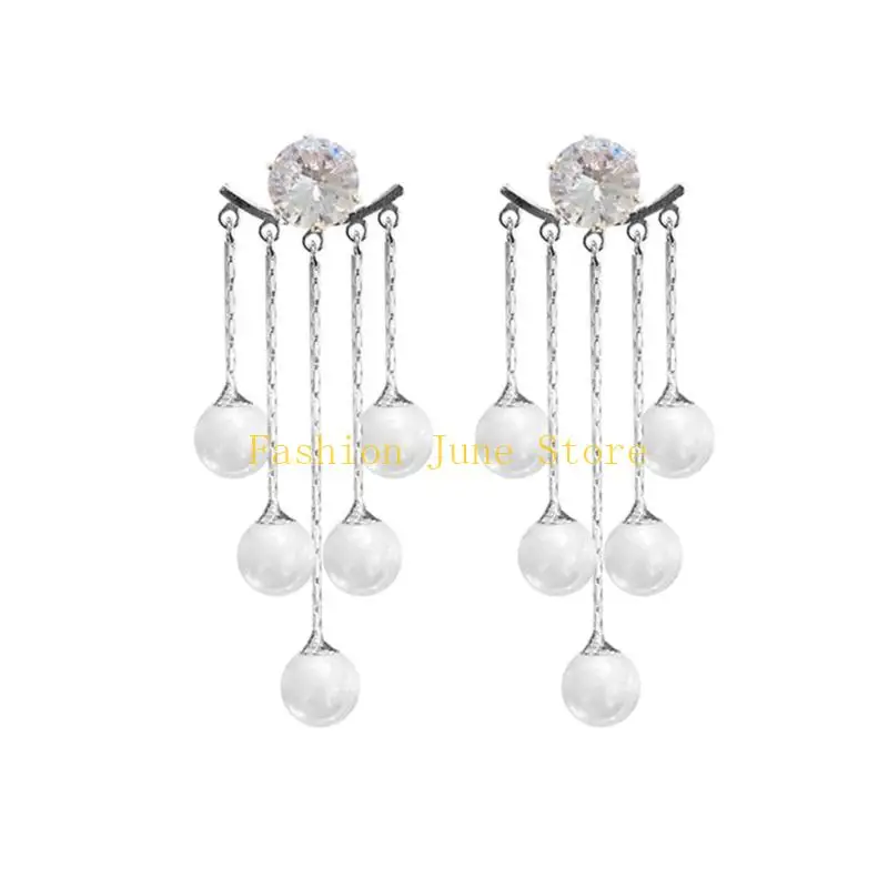 N5KA Evening Fringe Earrings for Women with Long Drop Post Back