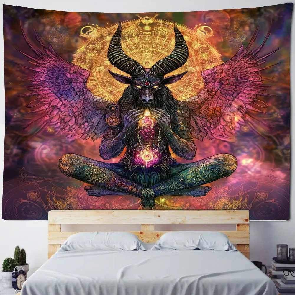 

Psychedelic cow bohemian style background decoration tapestry home background wall decoration