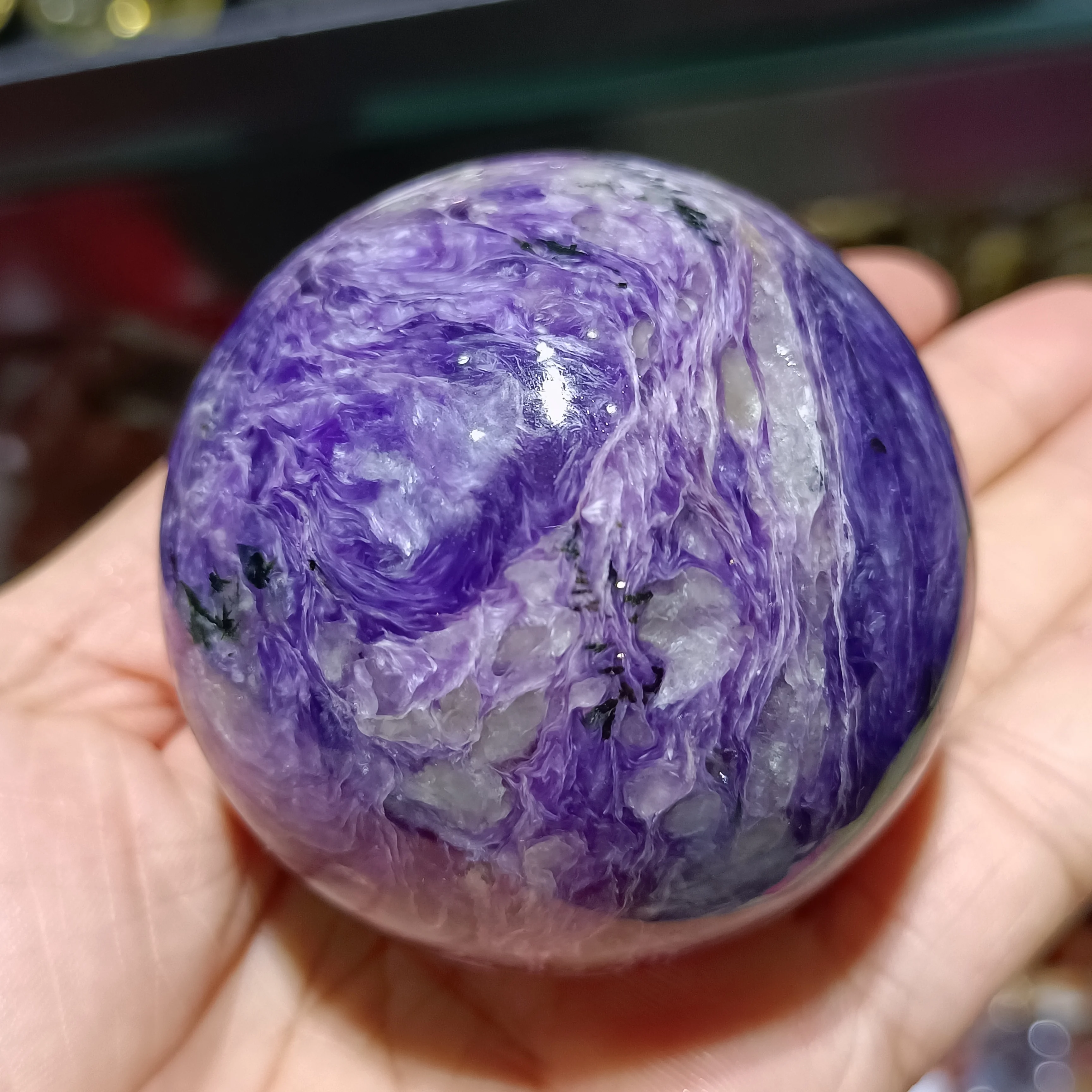 The Magical Natural Purple Dragon Stone ​Ball Shujulai Quartz Mineral Reiki Healing Home Office Degaussing Decorative Energy Gem