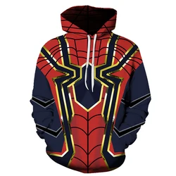 Miniso Men's Hoodie Sweatshirt 3D Spiderman Pattern Cosplay Streetwear Outdoor Sports Fitness Casual Men's Hoodie Sweatshirt