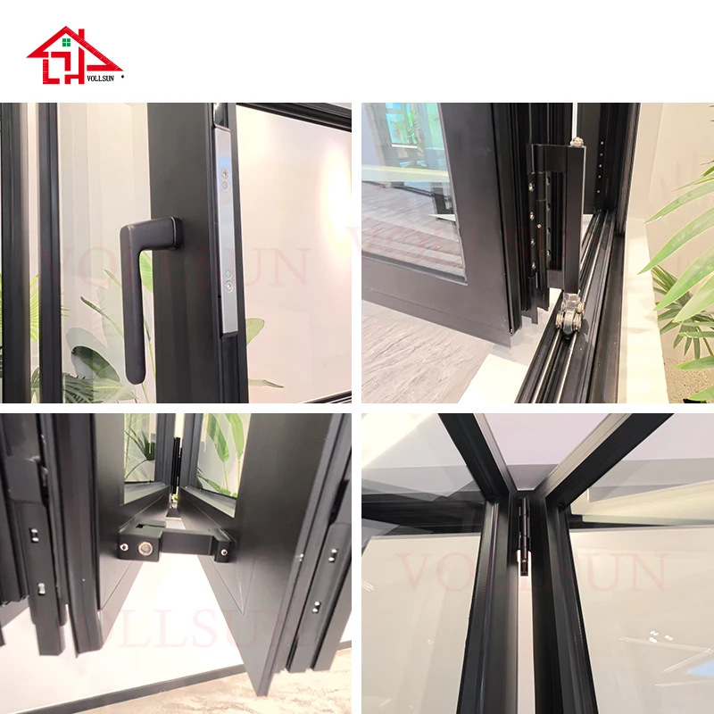 نافذة ثنائية الطي من الزجاج المقسى من الألومنيوم، نافذة أكورديون أفقية قابلة للطي مباشرة من المصنع لديكور المنزل الداخلي حسب الطلب #5