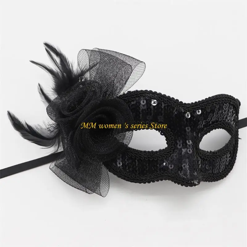 

Q39C Rhinestones Sequins Masquerade Mask Venetians Mask Half Face Mask Eye mask