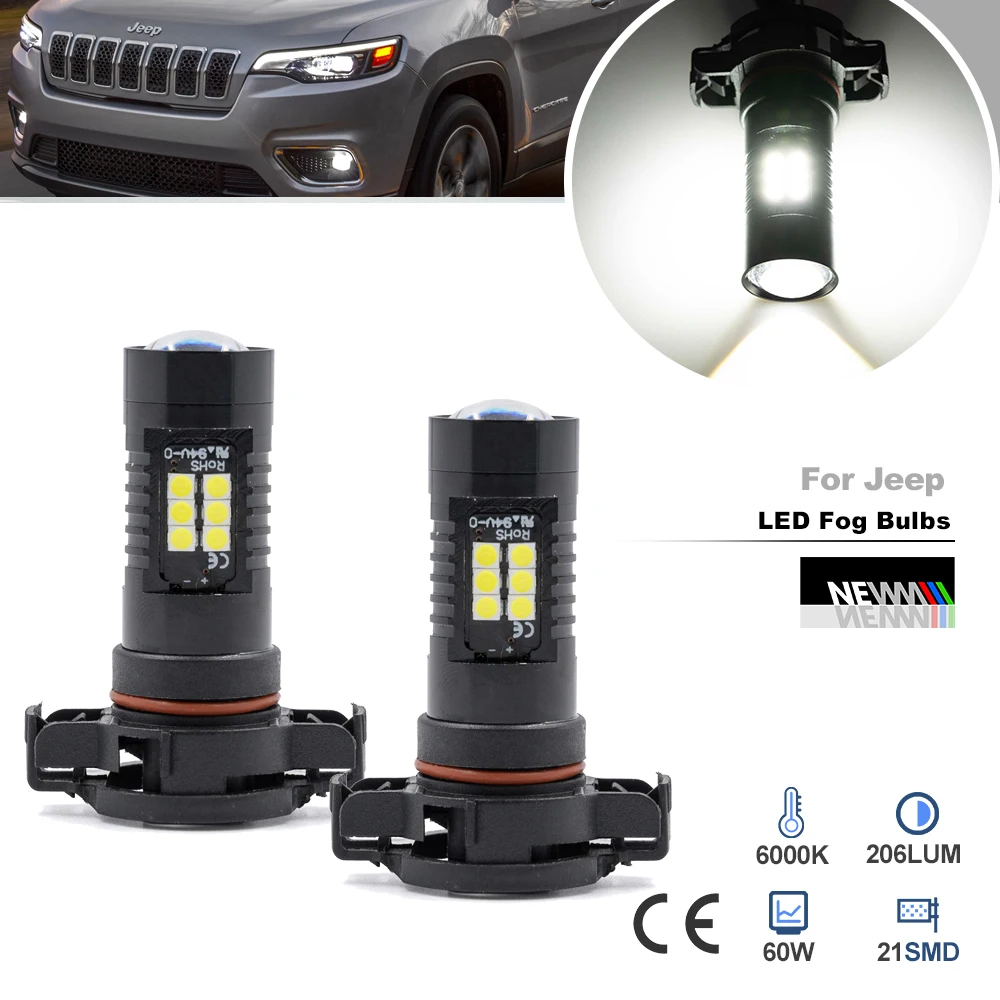 

2 шт. светодиодные противотуманные фары PSX24 PSX24W 2504 для Jeep Grand Cherokee Compass Patriot Cherokee KL Canbus фары дальнего света