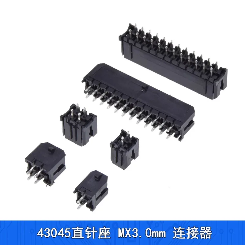 

5pcs 43045 straight pin socket MX3.0 connector, 43025 dual row socket 2x2P/3/4/5/6/7P/2*12p