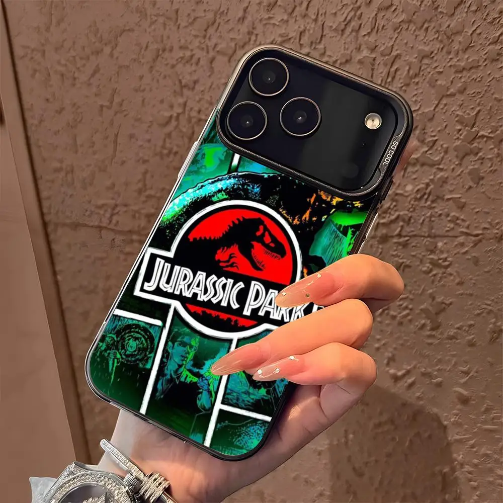 J-Jurassic P-Park D جراب هاتف آيفون 17 16 15 14 13 12 11 Pro Max Air متعدد الألوان ماتي ليزر معدني أورورا فوندا #2