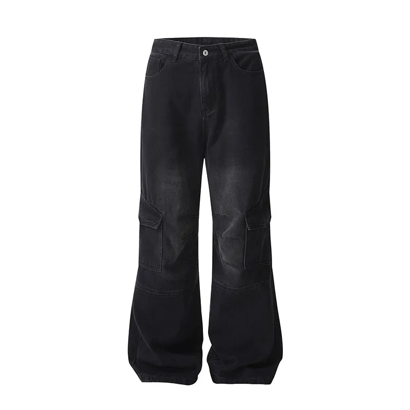 Men\'s Baggy Denim Trousers 2025 New Streetwear Wide Leg Loose Denim Pants Fashion Distressed Straight Pants