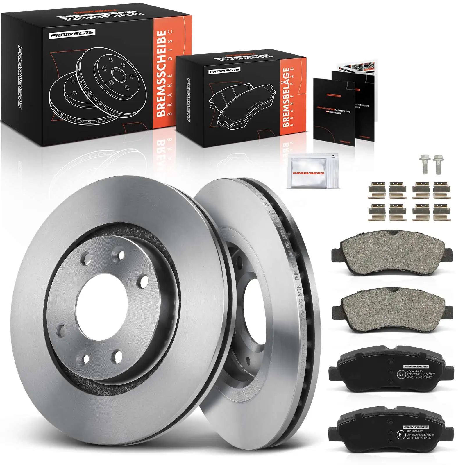 Frankberg 2x Disques de frein 4x Plaquettes de frein Essieu avant pour Citroën Berlingo/Berlingo First MPV C2 425240 425341