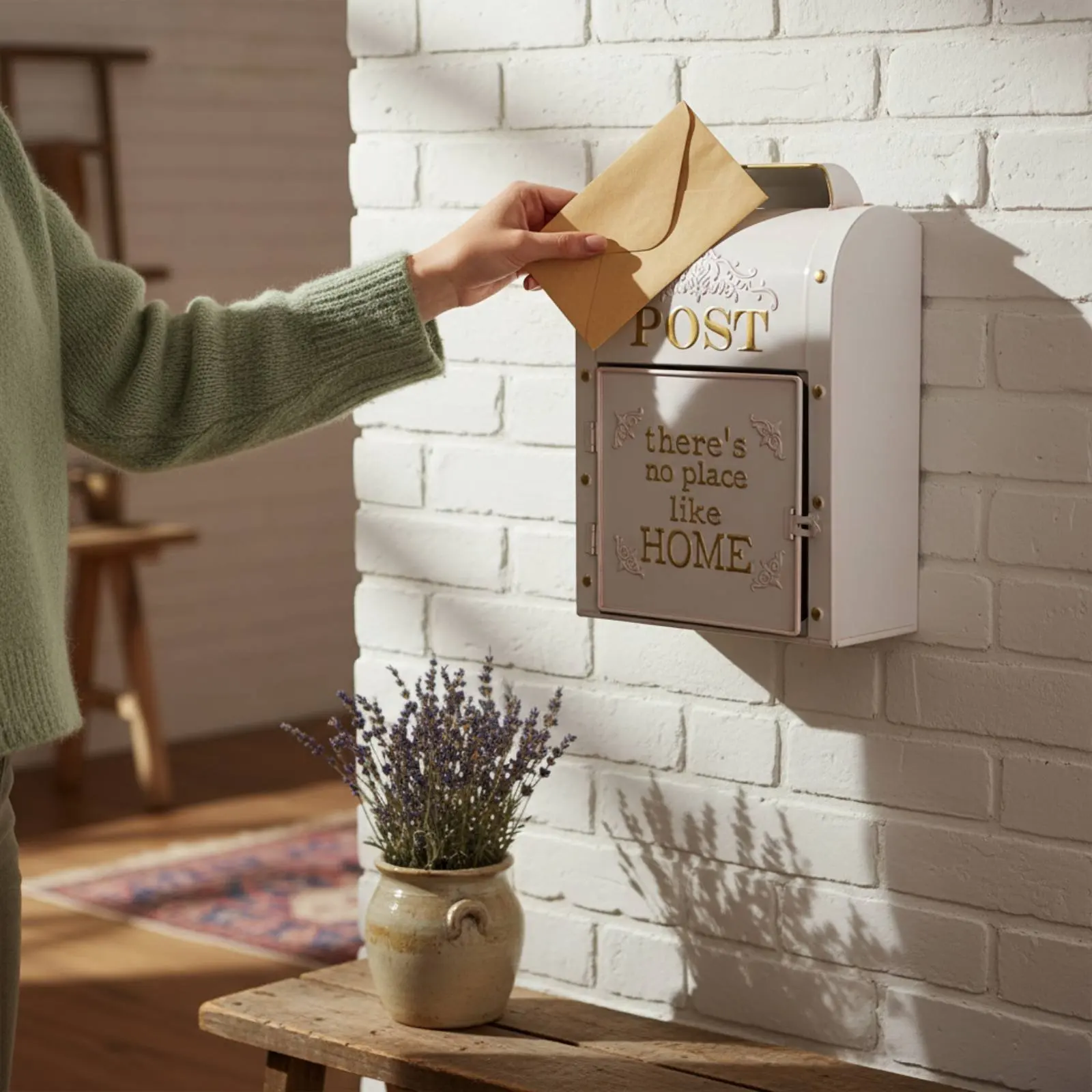 

Embossed Wall Mailbox Nostalgic Charm Decorative Post Box for Garden, Indoor Storage