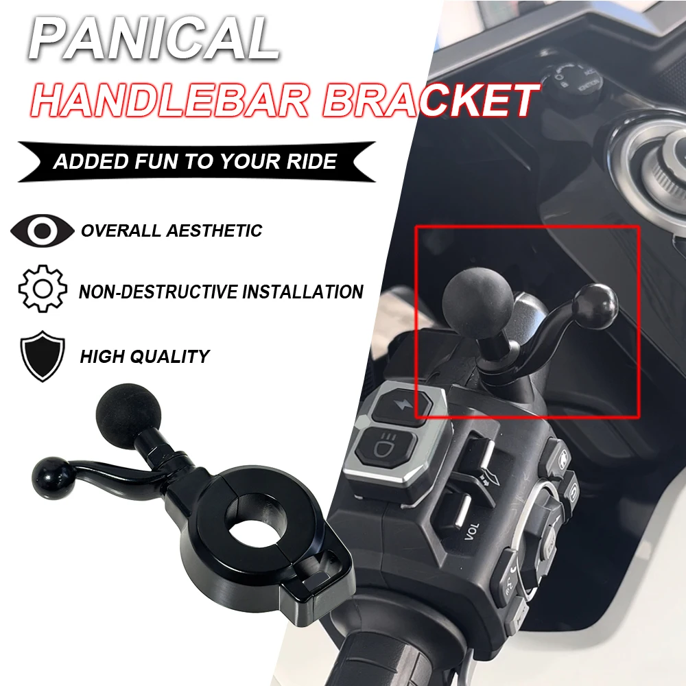 Panical 25mm Ball Head Expand Bar Action Camera Mount Phone Cup Holder Stand For Honda Gold Wing GL1800 F6B Dct Model 2018-2026